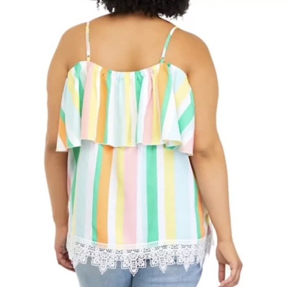 Chance Or Fate Women’s Plus Size 2X Striped Off The Shoulder Flutter Top NWOT - Picture 2 of 10